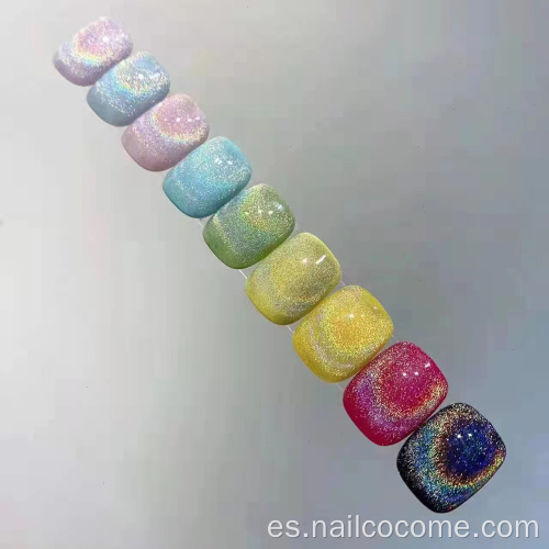 2022 Último producto de gel Efecto holográfico láser gel gel gel pulido arte de uñas magnet rainbow gato ojo